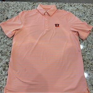 Bengals Striped Orange Polo Shirt - Cincinnati Bengals